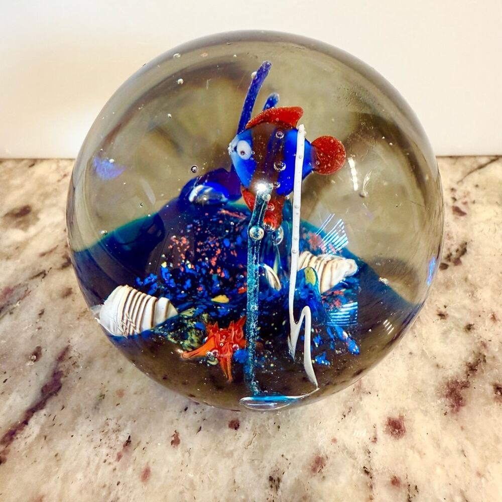 Vintage 1980’s Murano Glass Aquarium Paperweight